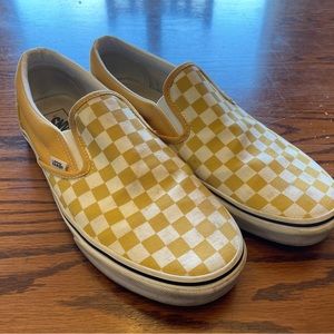 Vans Yellow Checkered Slide On Size 10.5